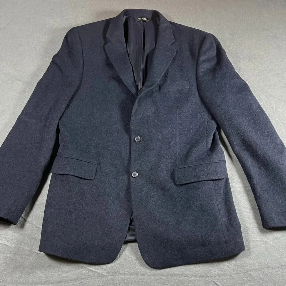 Jos A Bank Tailored Fit Traveler Collection Camel Hair Navy Blazer Jacket 44L